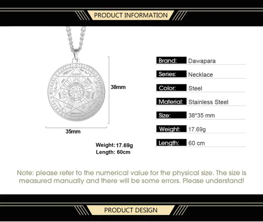 Dawapara 7 Archangels Sigil Necklaces Pentacle Magical Amulet Michaelmas Lucky Protection Supernatural Talisman Necklace