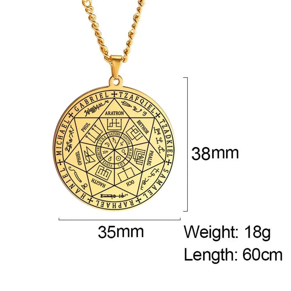 Dawapara 7 Archangels Sigil Necklaces Pentacle Magical Amulet Michaelmas Lucky Protection Supernatural Talisman Necklace