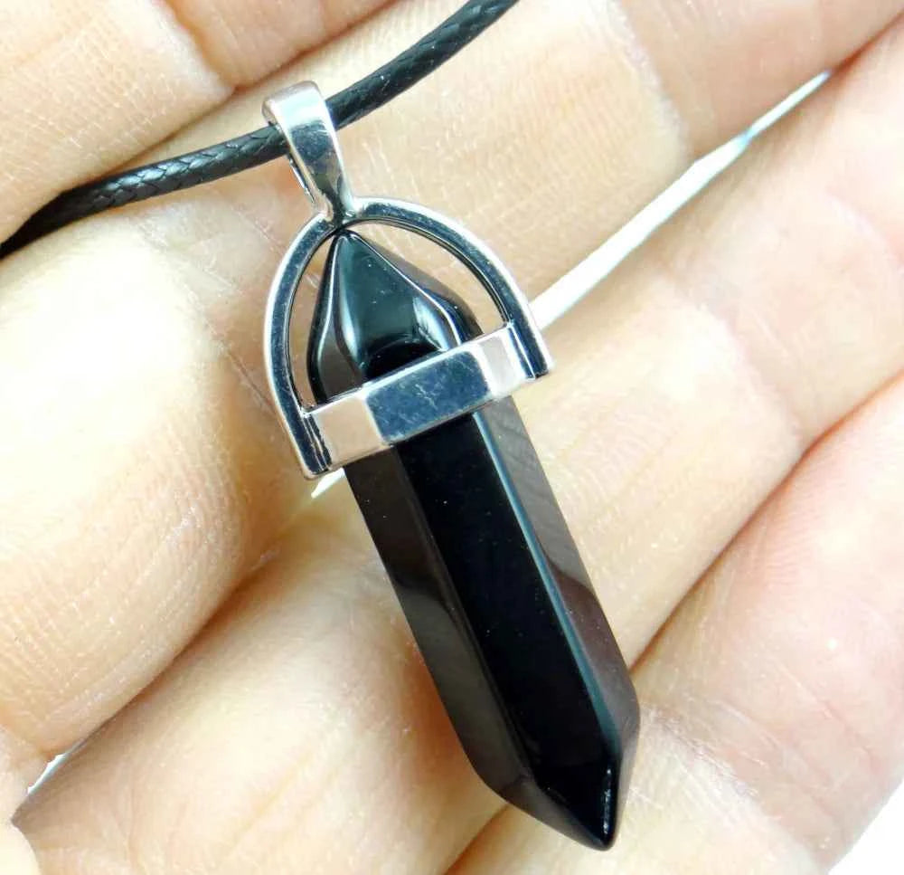 Natural stone Quartz crystal Turquoise tiger eye aventurine Hexagonal column pendulum Pendant for diy Jewelry making necklace