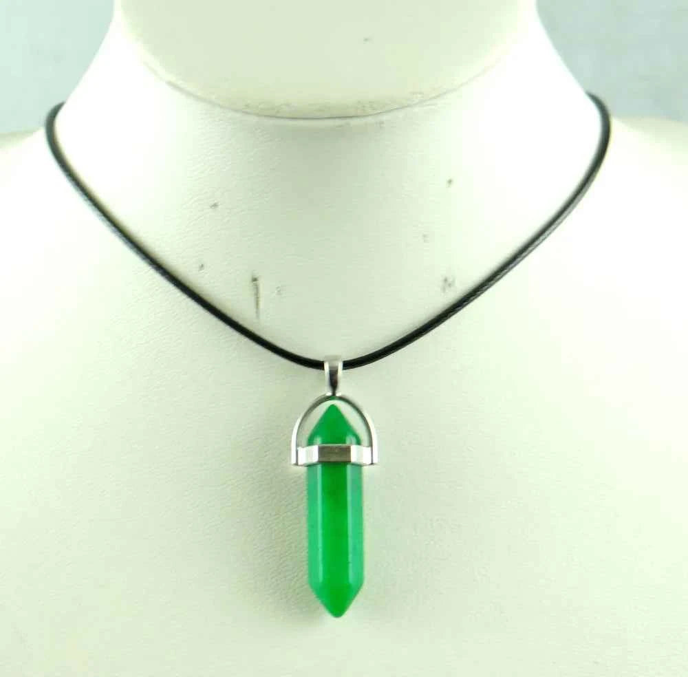 Natural stone Quartz crystal Turquoise tiger eye aventurine Hexagonal column pendulum Pendant for diy Jewelry making necklace