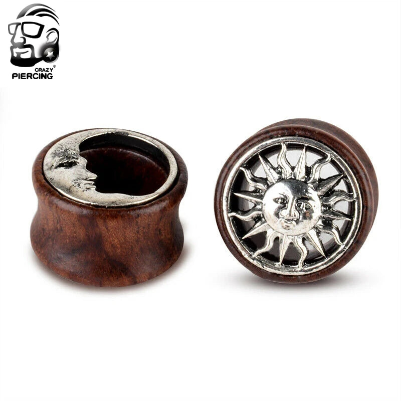 2pcs Wood Flesh Ear Plugs Tunnels Ear Piercings Earlets Saddle Woodern Earring Expander Gauge Double Flare Body Jewelry Piercing - Pedlar's Attic