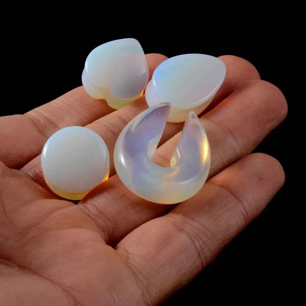 Pair Stone Ear Gauges Dew Drop Ear Plugs Double Flare Saddle Stretching Gauges Expander keyhole Ear Stretcher Body Jewelry - Pedlar's Attic