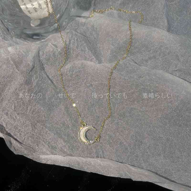 Super Fairy Zircon Moon Necklace - Pedlar's Attic