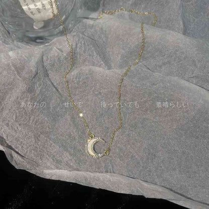 Super Fairy Zircon Moon Necklace - Pedlar's Attic