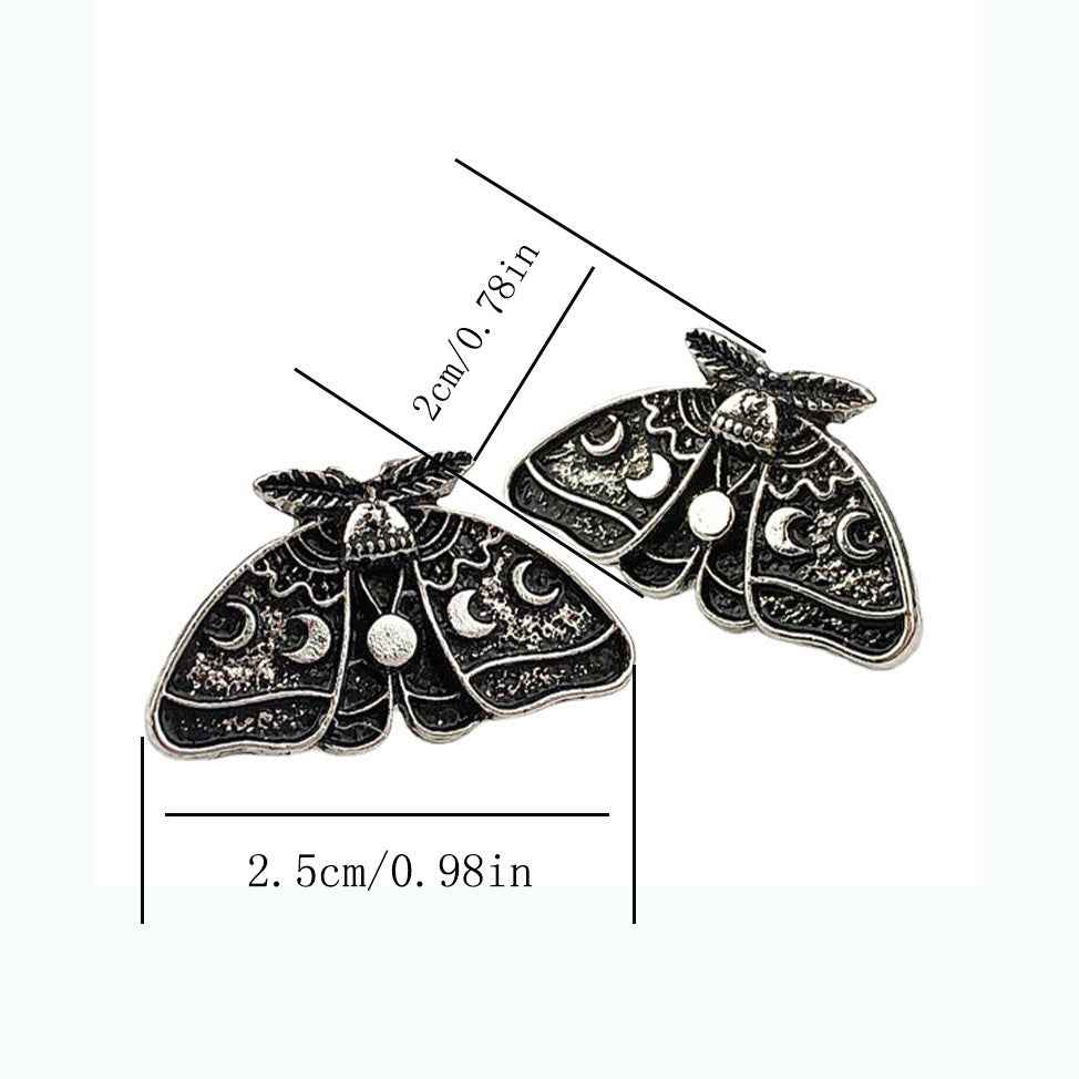 Cross-Border European and American Retro Style Moth Sun and Moon Carved Pattern Earrings Gothic Punk Personality Exaggerated Earrings