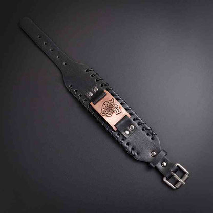 Celtic Wolf Head Braided Leather Bracelet - Nordic Popular Jewelry Retro Viking - Pedlar's Attic