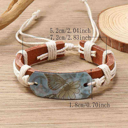 Punk New Style Handcrafted Simple Woven Butterfly Pattern Leather Bracelet - Pedlar's Attic
