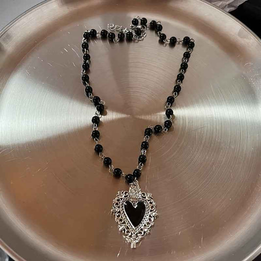 Cross-Border Hot-Selling Gothic Heart-Shaped Pendant Necklace, Personalized Punk Sweet Cool Style Jewelry, Versatile Manufacturer Wholesale
