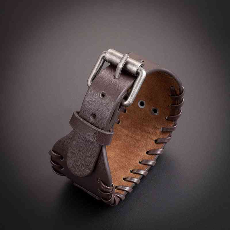 Celtic Wolf Head Braided Leather Bracelet - Nordic Popular Jewelry Retro Viking - Pedlar's Attic