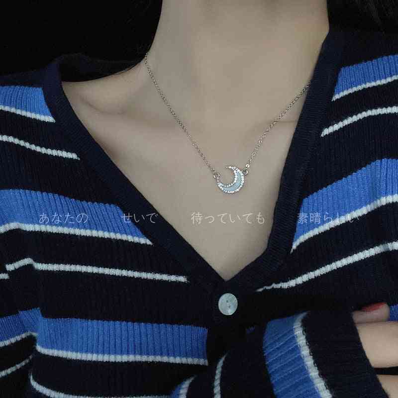 Super Fairy Zircon Moon Necklace - Pedlar's Attic