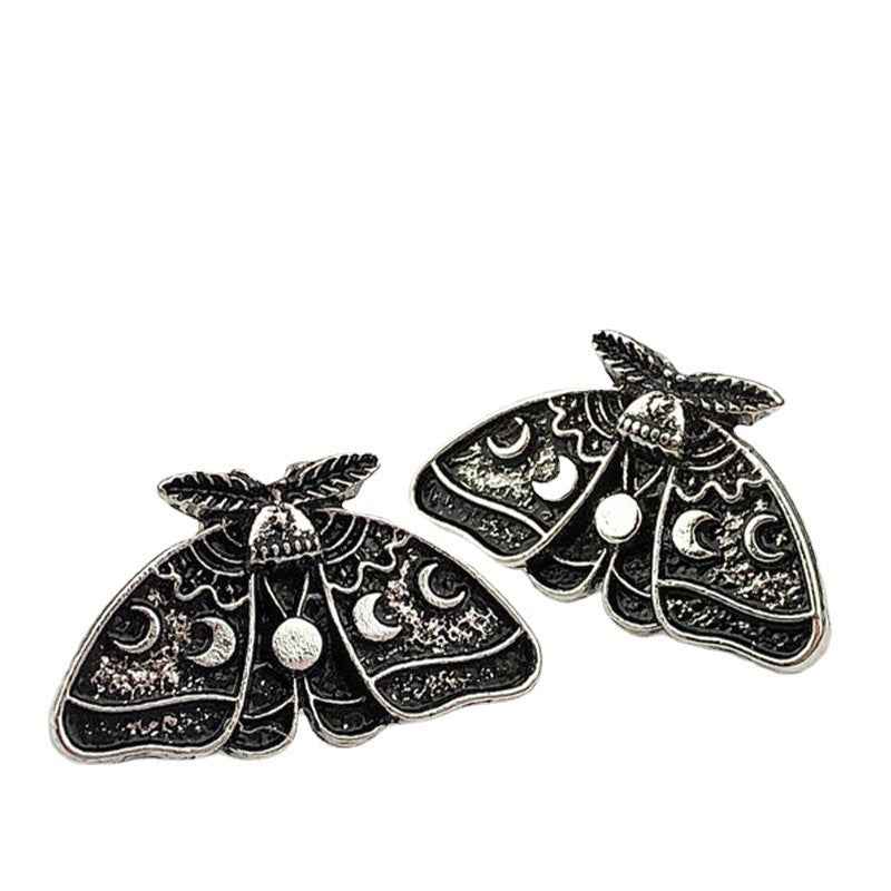 Cross-Border European and American Retro Style Moth Sun and Moon Carved Pattern Earrings Gothic Punk Personality Exaggerated Earrings