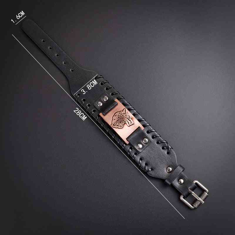 Celtic Wolf Head Braided Leather Bracelet - Nordic Popular Jewelry Retro Viking - Pedlar's Attic