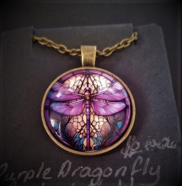 Purple Dragonfly Pendant