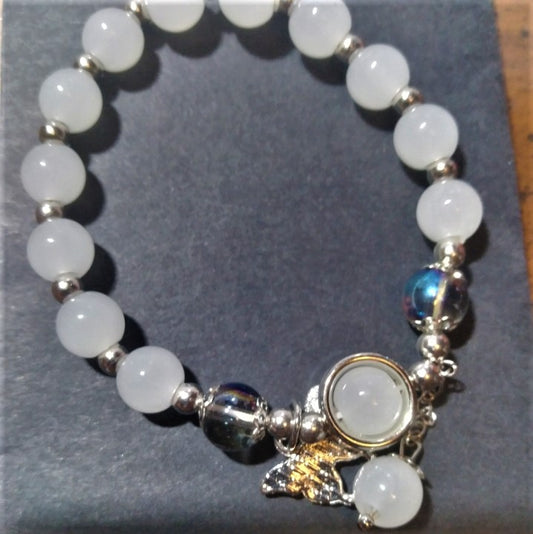 Beaded White with Butterfly