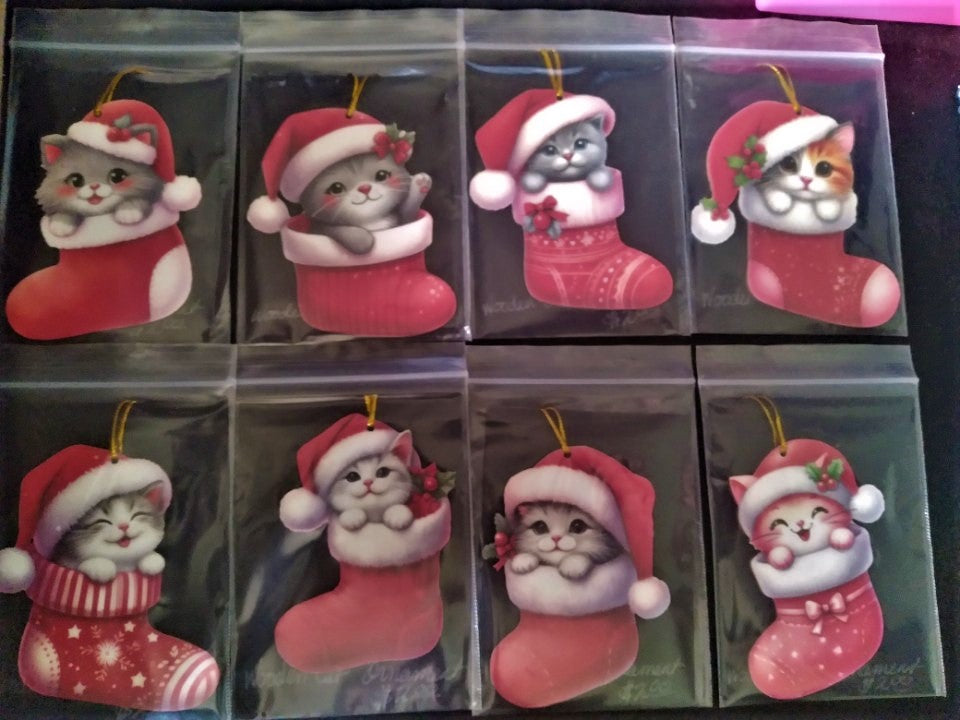 Cat in Stocking Ornaments