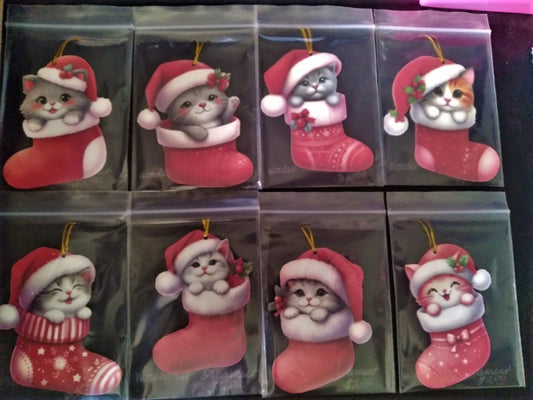 Cat in Stocking Ornaments