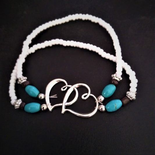 Beaded Double Heart