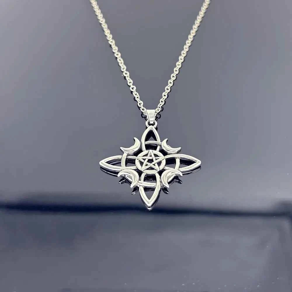 Celtic Knot Triple Moon Goddess Geometry Necklace