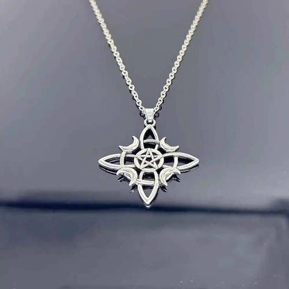Celtic Knot Triple Moon Goddess Geometry Necklace - Pedlar's Attic