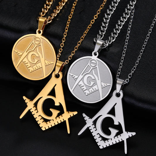 The Warden's Mark — Masonic Square & Compass Necklace