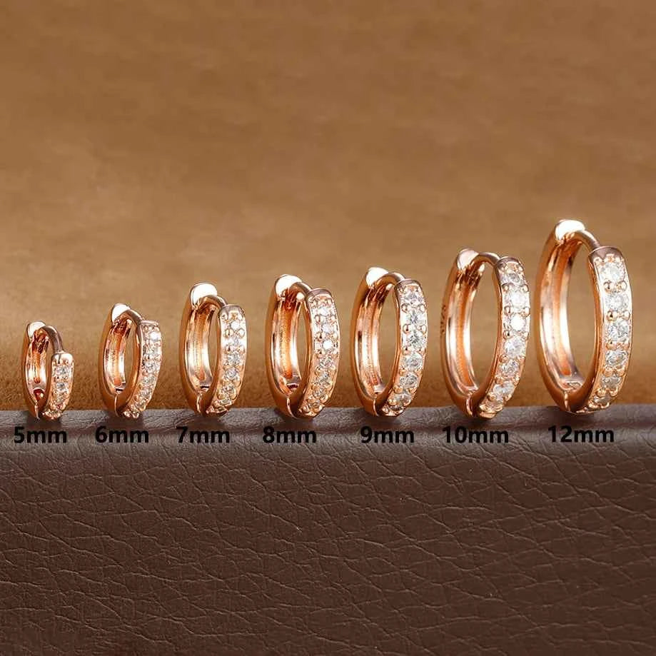 1Pair Stainless Steel Huggie Minimal Hoop Earrings Little Crystal Zirconia Thin Helix Tragus Cartilage Earrings Piercing Jewelry