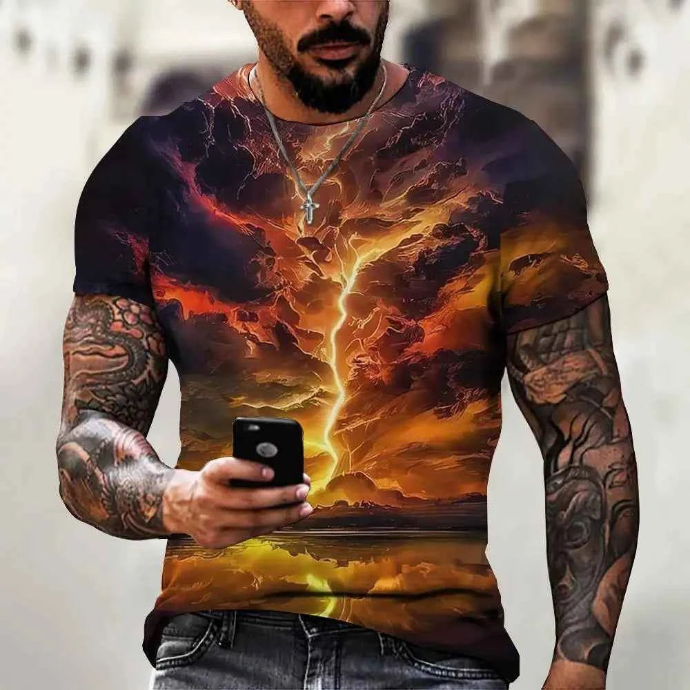 Fashion T-Shirts For Men 3d Line Printed