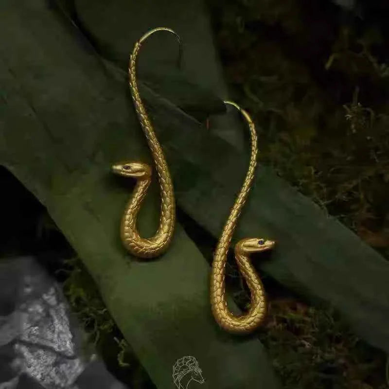 Gold Snake Dangle Earrings for Women Bohemian Vintage Animal Statement Jewelry Party Gift