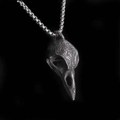 Gothic Vintage Norse Gods Odin Raven Skull Pendant Necklace - Pedlar's Attic