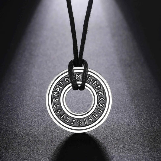 WEN Vintage Nordic Rune Necklaces for Men Stainless Steel Norse Runes Viking Jewerly Pagan Elder Futhark Pendant Amulet Talisman