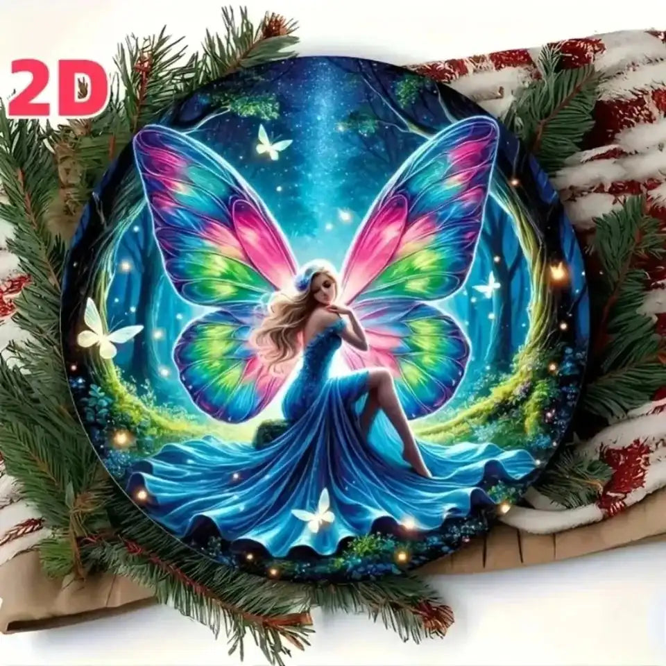 The Night the Stars Came Down — Fairy Forest Round Metal Wall Art