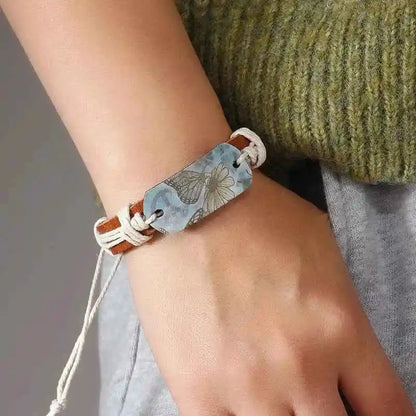 Punk New Style Handcrafted Simple Woven Butterfly Pattern Leather Bracelet - Pedlar's Attic