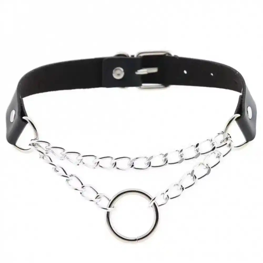 Fashion Pu Leather Ring Choker Necklace - Pedlar's Attic