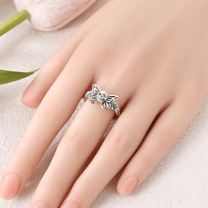 Original 925 Sterling Silver Skull Rose Open Rings For Women Girls Jewelry Birthday Anniversary Gifts