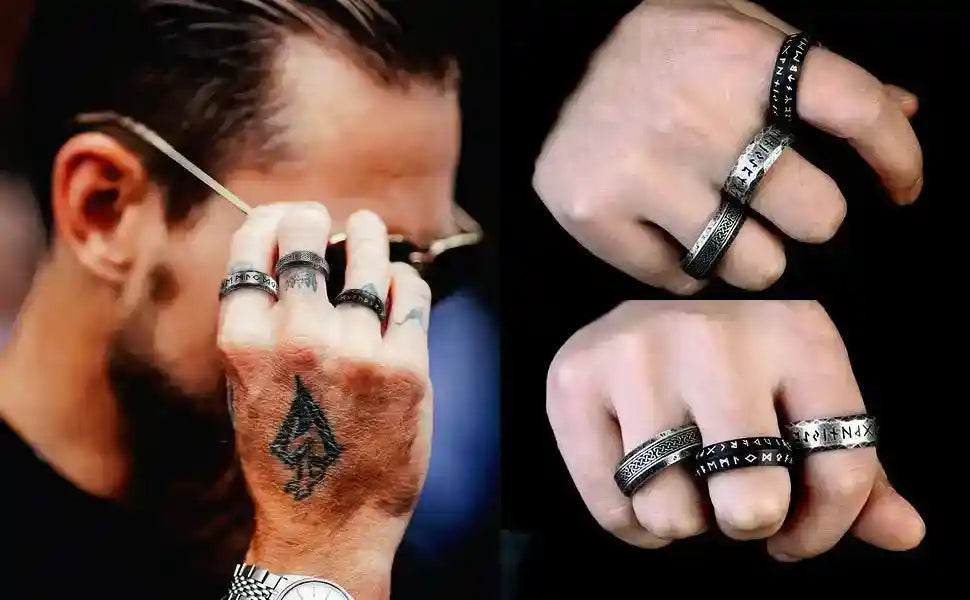 Vintage Odin Norse Viking Amulet Rune Rings - Pedlar's Attic
