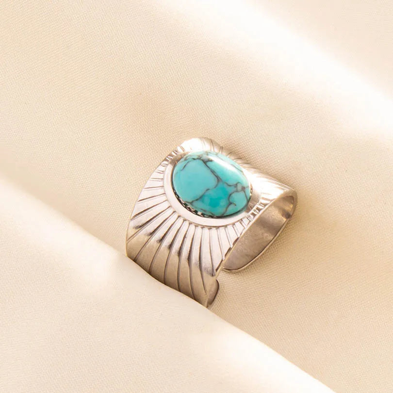 What the Stone Chose — Boho Turquoise Adjustable Ring - Pedlar's Attic