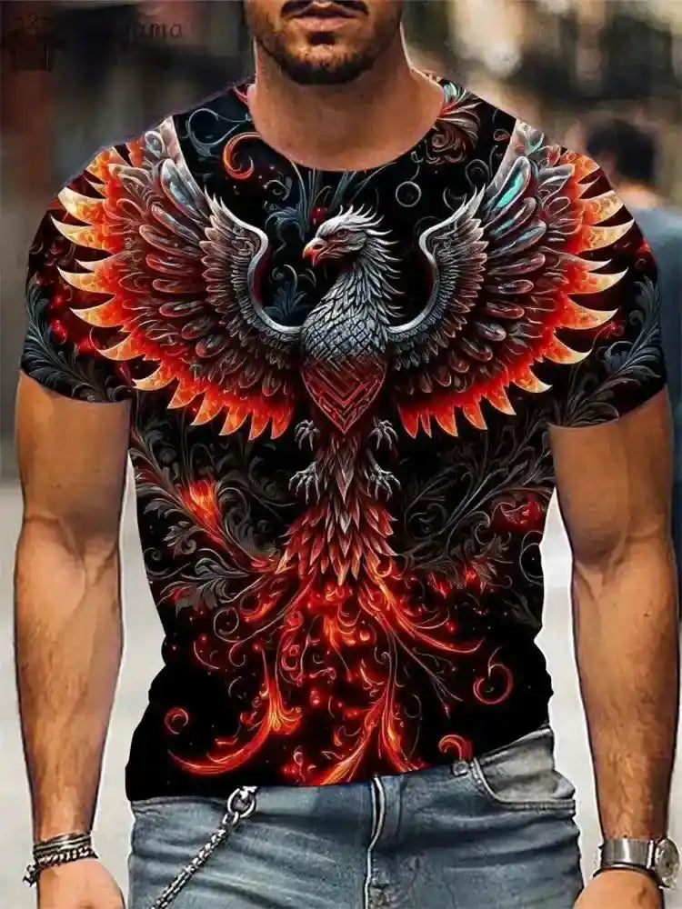 Fire & Scales – Dragon & Phoenix 3D Print Unisex Tee