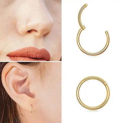 Stainless Steel Septum Clicker - Hinged Nose Hoop for Helix, Daith, and Cartilage Piercing - Bold & Sexy Jewelry - Pedlar's Attic