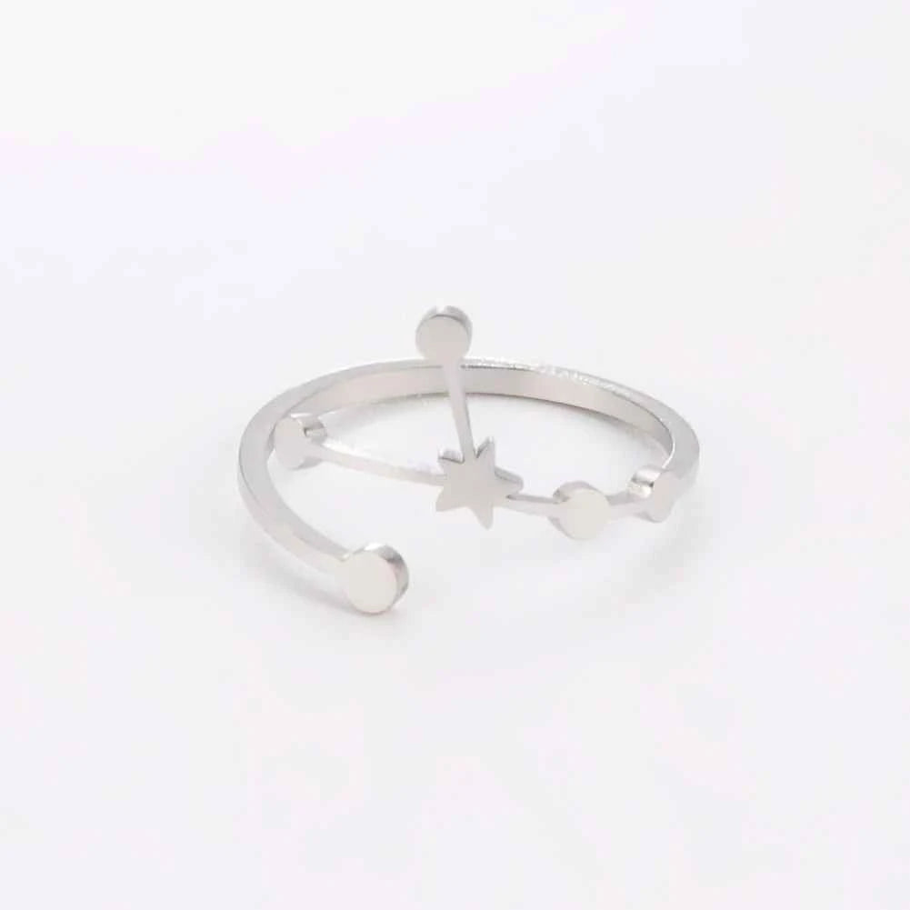 COOLTIME 12 Constellation Women's Ring Stainless Steel Zodiac Adjustable Rings Leo Virgo Libra Pisces Jewelry Birthday Gift