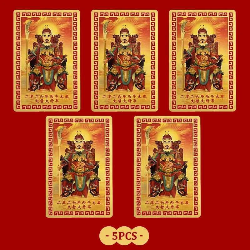2026 Tai Sui Amulet Card Feng Shui Prayer Gold Card Exorcism Protection Buddha Gift Amulet Safe Bring In Wealth And Treasure