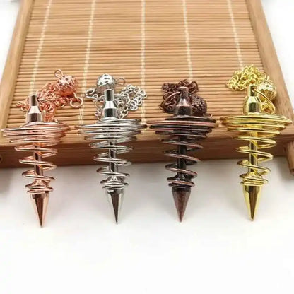 Mystic Vibes Spiral Pendulum Pendant - Gravity-Defying Metal Jewelry for Luck & Fortune - Pedlar's Attic
