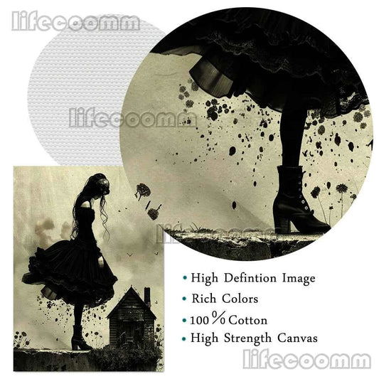 Sad Girl,Dark Aesthetics Vintage Wall Art