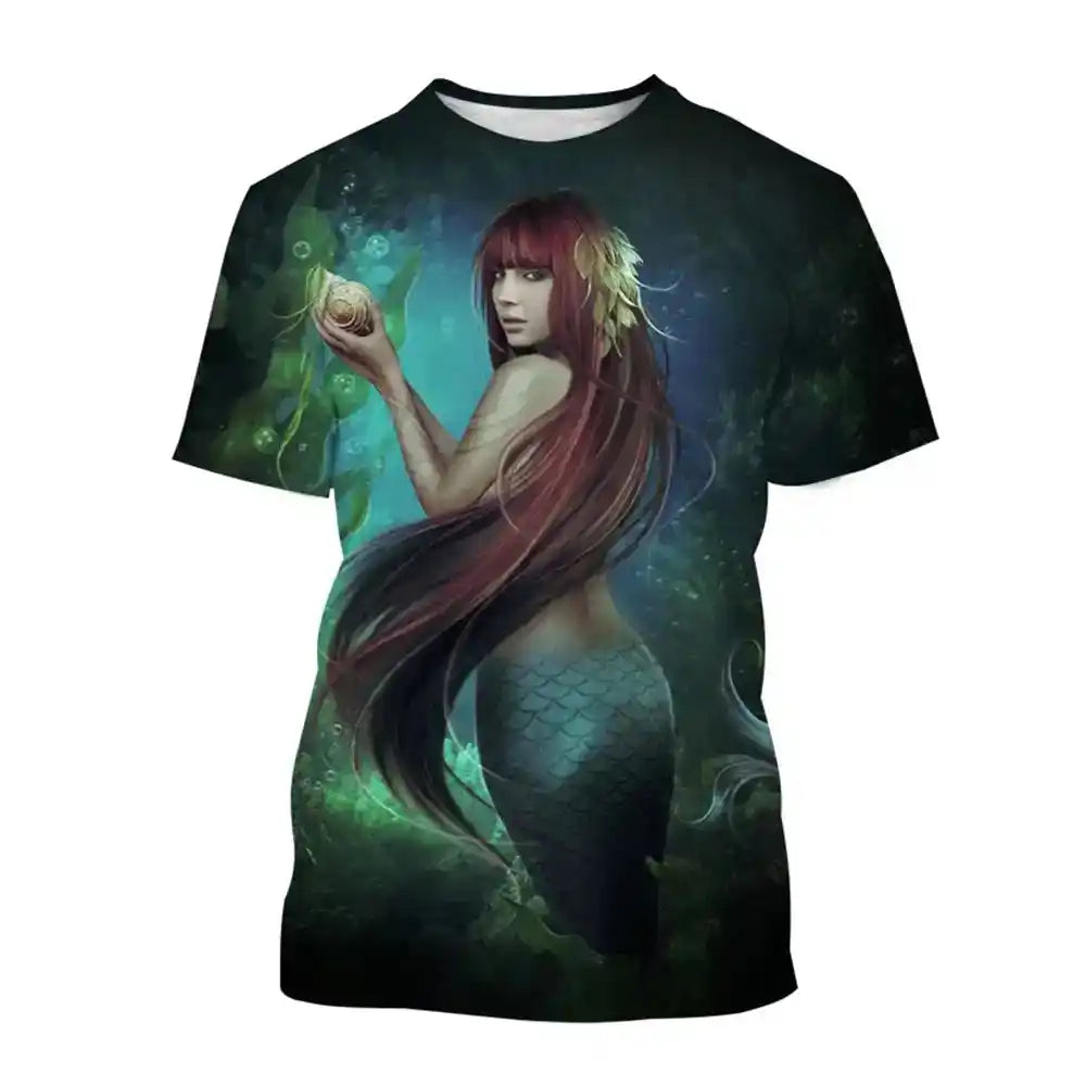 Siren's Call — 3D Mermaid & Ocean Print Tee