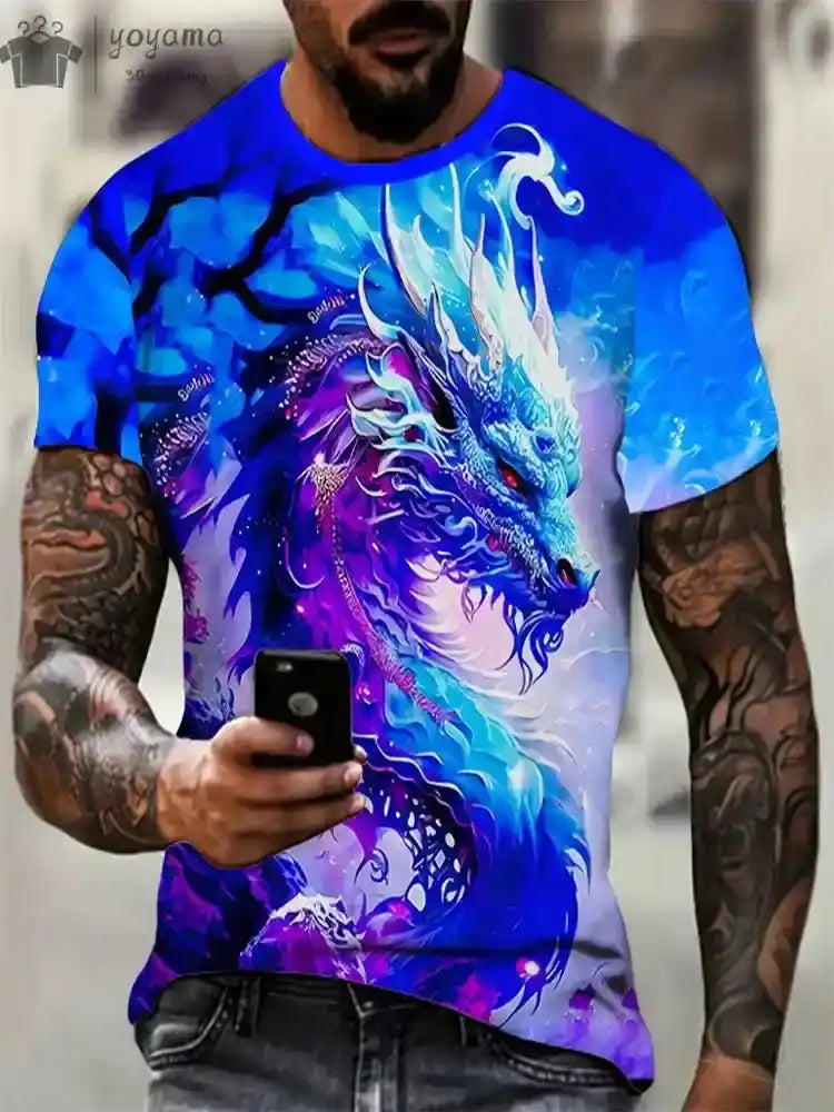 Fire & Scales – Dragon & Phoenix 3D Print Unisex Tee