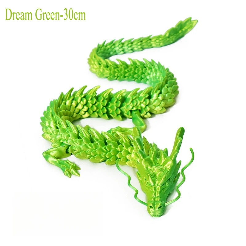 3D Printed Conjoined Dragon Ornaments, Movable Cartoon Creative Dragon Plants Toys Fish Tank Landscaping Decoration 30cm