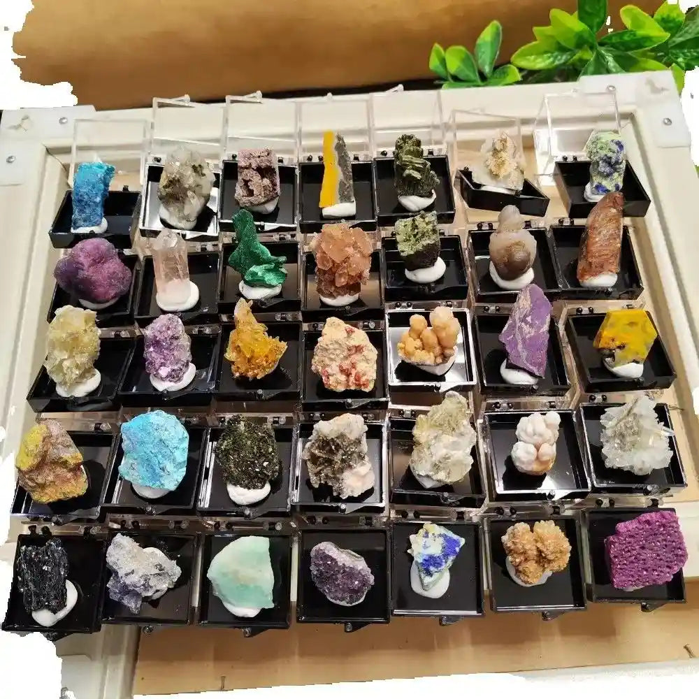 Natural Crystal Mineral Display Box with Sturdy Base Quartz - Pedlar's Attic