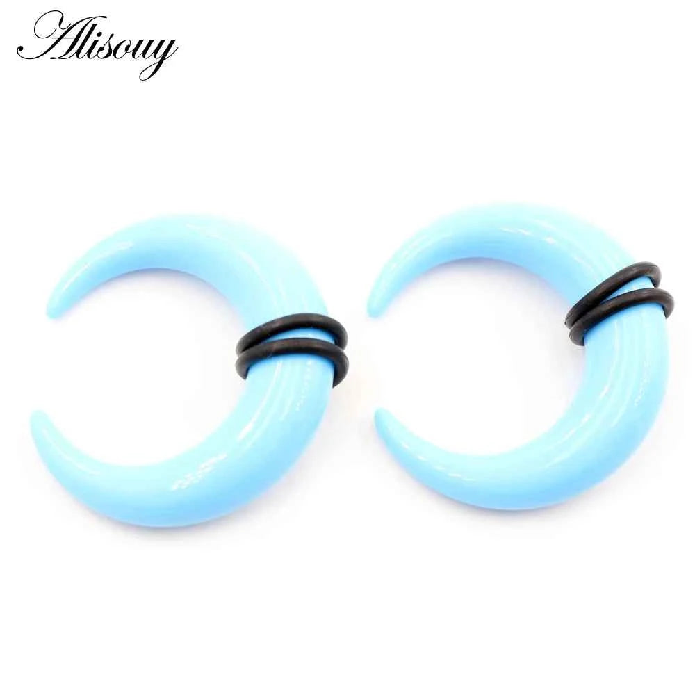 2pcs Acrylic C Sahpe Buffalo Horn Ear Pincher Septum Rings Piercing Black Ear Taper Stretcher Expander Body Jewelry 1.6mm-16mm