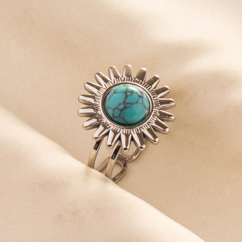 What the Stone Chose — Boho Turquoise Adjustable Ring - Pedlar's Attic