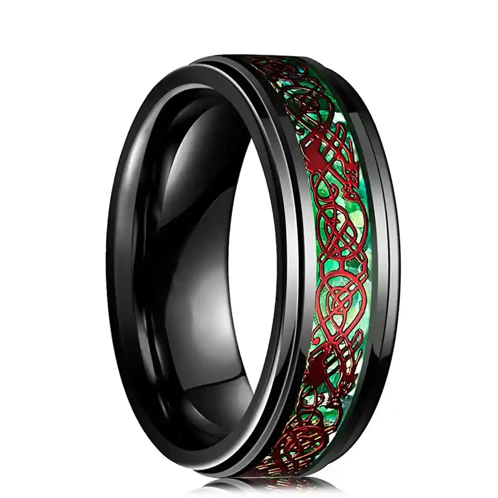 21 Colors 8mm Men's Stainless Steel Celtic Dragon Ring - Pedlar's Attic