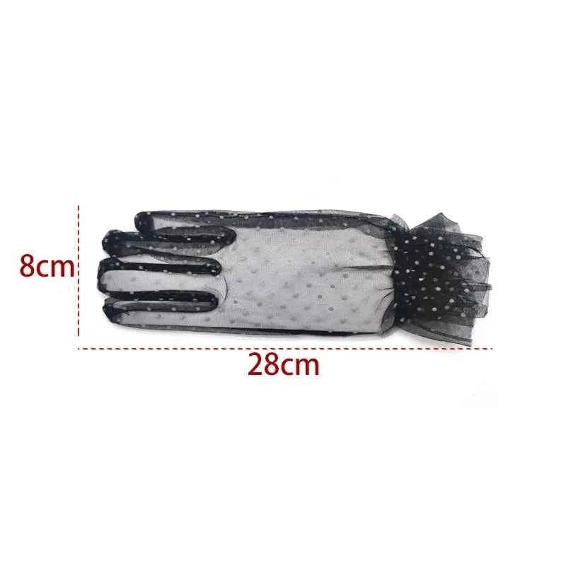 Glamourous Vibes Mesh Tulle Gloves - Sexy Transparent Dot Print for Club, Prom & Dance - Pedlar's Attic