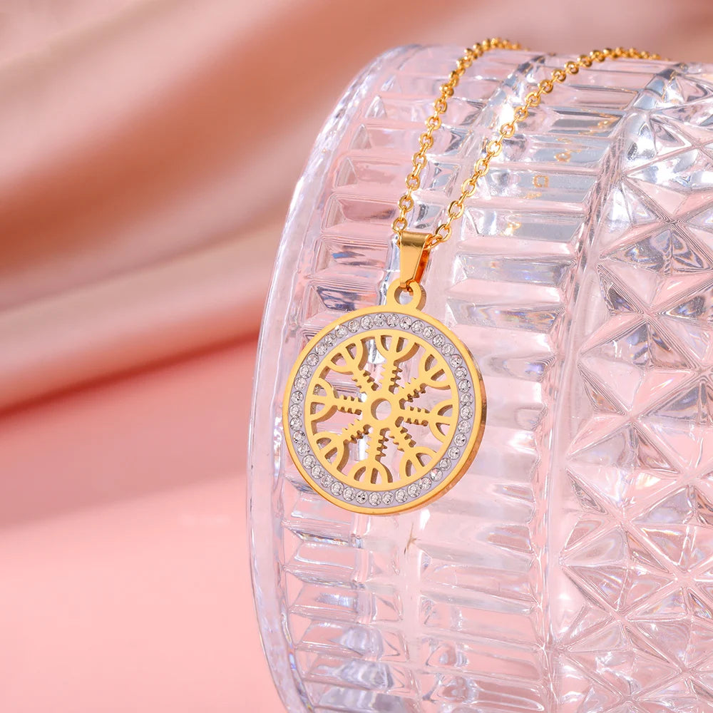 The Helm & the Wayfinder — Aegishjalmur Vegvisir Necklace